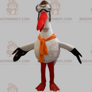 BIGGYMONKEY™ Storch-Maskottchen-Kostüm in Weiß, Schwarz und