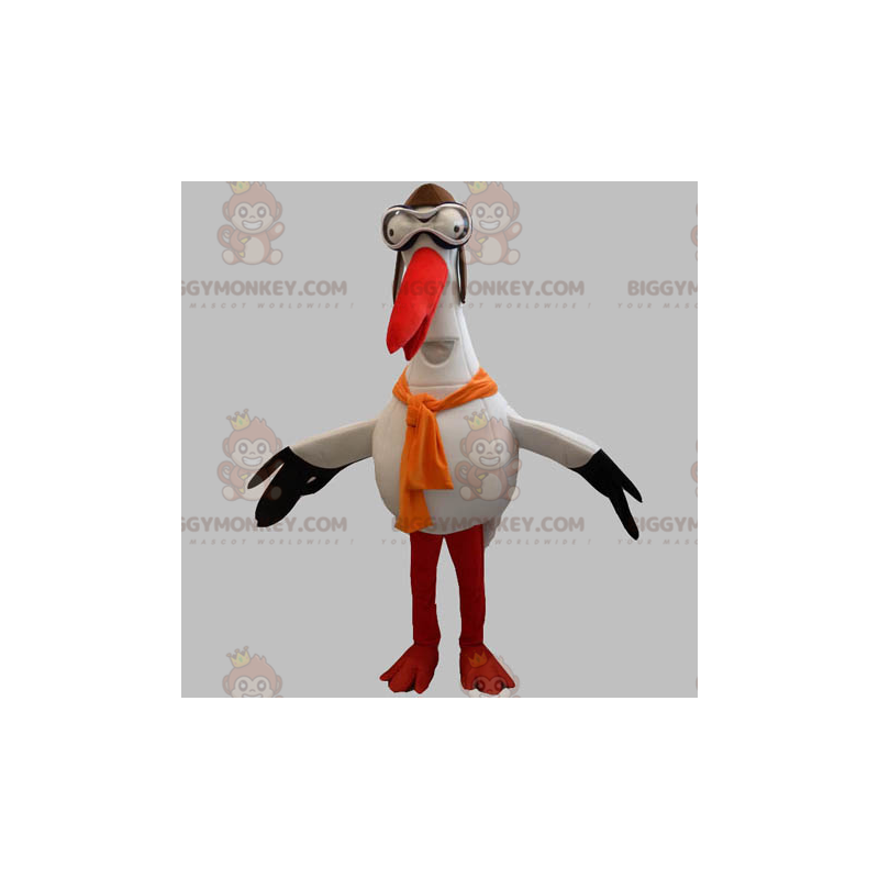 Costume de mascotte BIGGYMONKEY™ de cigogne géante blanche