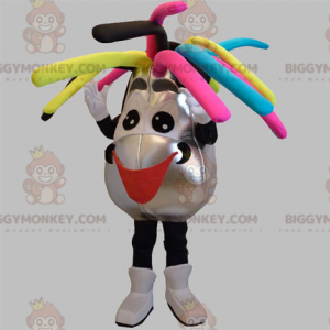 BIGGYMONKEY™ Mascot Costume Silver and Black Snowman with