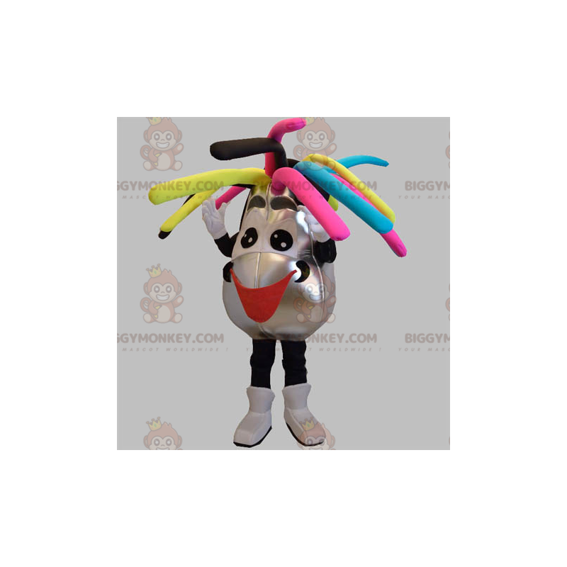 Disfraz de mascota BIGGYMONKEY™ Muñeco de nieve plateado y Disfraz de mascota BIGGYMONKEY™ Muñeco de nieve plateado y