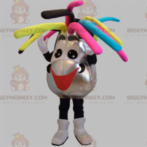 BIGGYMONKEY™ Μασκότ στολή Ασημί και μαύρος χιονάνθρωπος με βαμμένα μαλλιά - Αρσενικές μασκότ - BiggyMonkey.com