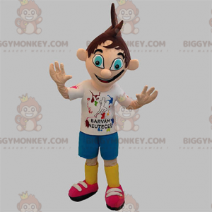 Teenage boy BIGGYMONKEY™ mascot costume with cute blue eyes -