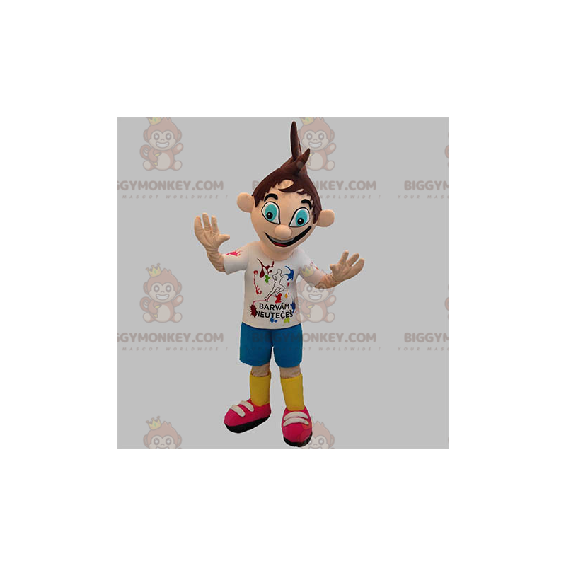 Teenage boy BIGGYMONKEY™ mascot costume with cute blue eyes - Teenage boy BIGGYMONKEY™ mascot costume with cute blue eyes -