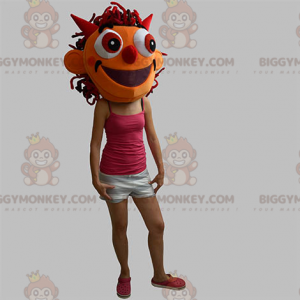 Imp oranje monsterkop BIGGYMONKEY™ mascottekostuum -