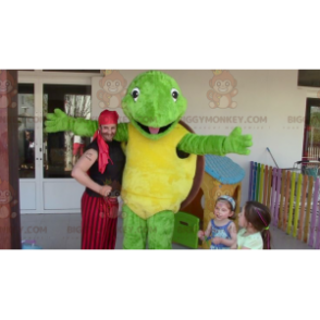 Grüne gelbe und braune Schildkröte BIGGYMONKEY™ Maskottchen-Kostüm - Franklin's BIGGYMONKEY™ Maskottchen-Kostüm