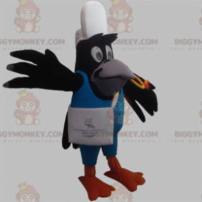 BIGGYMONKEY™ maskottiasu Black Bird Crow Harakka Delivery Man -asussa - Lintu maskotti - BIGGYMONKEY_05602 - BiggyMonkey.com
