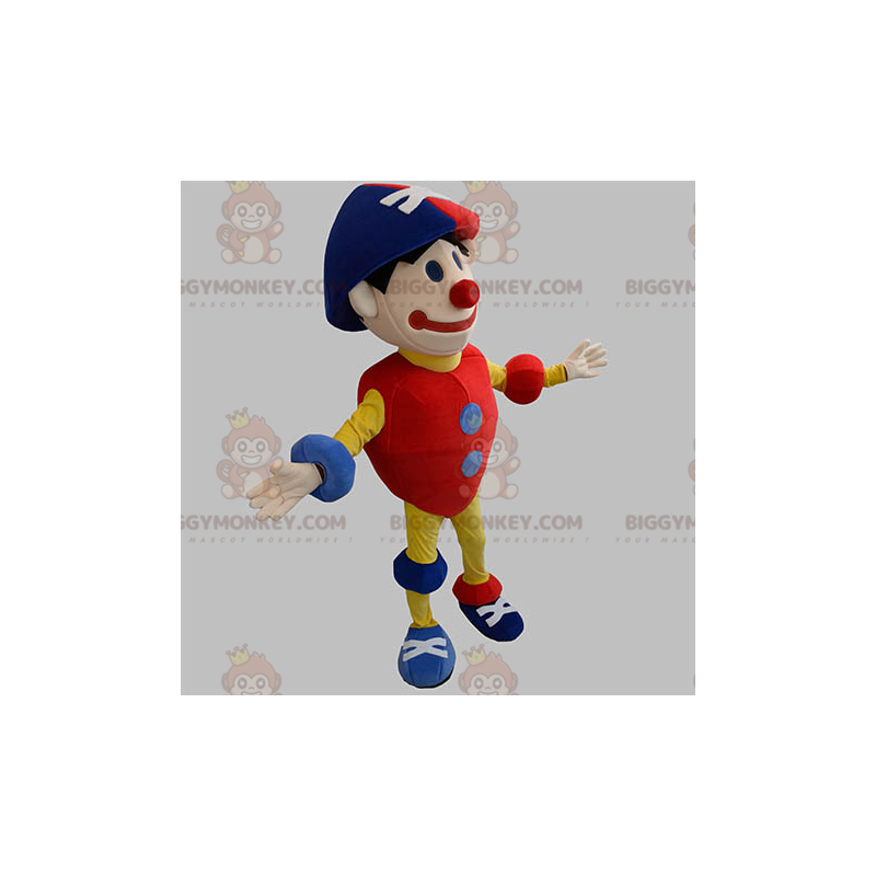 Disfraz de mascota payaso BIGGYMONKEY™ de muñeco de nieve de Disfraz de mascota payaso BIGGYMONKEY™ de muñeco de nieve de