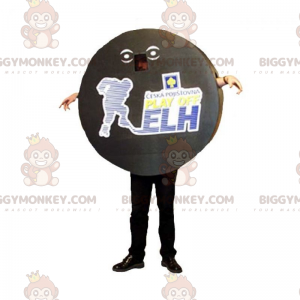 Disfraz de mascota BIGGYMONKEY™ de disco de hockey. Disfraz
