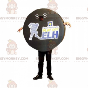 Eishockey-Puck BIGGYMONKEY™ Maskottchen-Kostüm. Sport