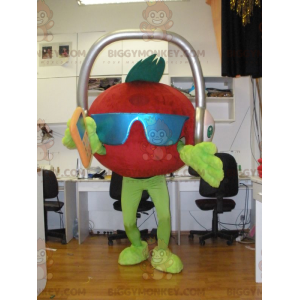 Giant Tomato BIGGYMONKEY™ Mascot Costume with Headphones on