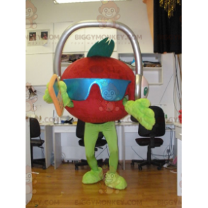 Giant Tomato BIGGYMONKEY™ maskotdräkt med hörlurar på huvudet -