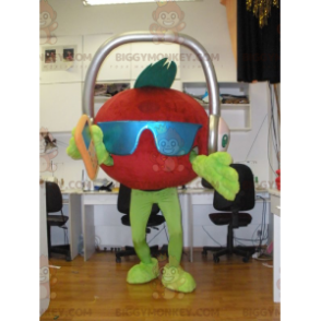 Kostium maskotki Giant Tomato BIGGYMONKEY™ ze słuchawkami na głowie - Maskotka owocowa - BIGGYMONKEY_05621 - BiggyMonkey.com