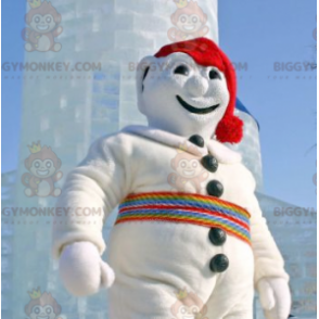 Ganz weißer Schneemann BIGGYMONKEY™ Maskottchen-Kostüm -