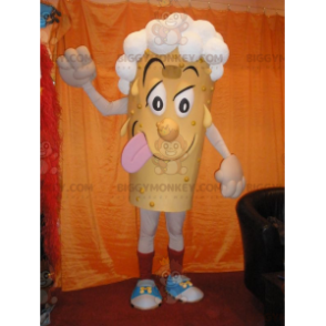 Snemand BIGGYMONKEY™ maskotkostume med hvidt hår. Øl