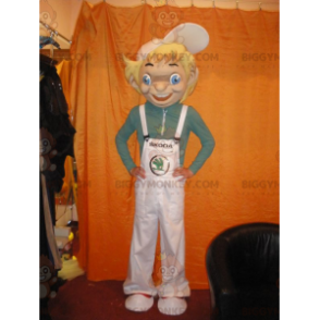 Traje da mascote do menino loiro de olhos azuis BIGGYMONKEY™.