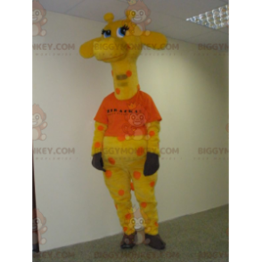 BIGGYMONKEY™ Mascot Costume Yellow and Orange Giraffe with Blue