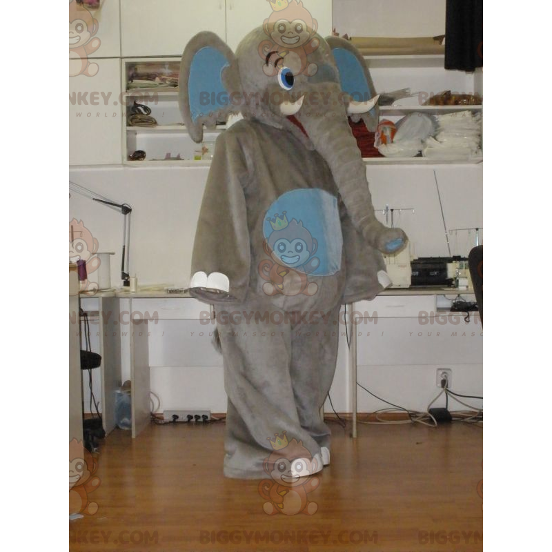 Kæmpe grå og blå elefant BIGGYMONKEY™ maskotkostume - Kæmpe grå og blå elefant BIGGYMONKEY™ maskotkostume -