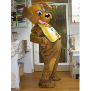 Ruskean koiran BIGGYMONKEY™ maskottiasu, joka työntyy ulos -