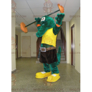 Στολή μασκότ BIGGYMONKEY™ Green Crocodile με κίτρινο μπλουζάκι - Μασκότ κροκόδειλου - BIGGYMONKEY_05634 - BiggyMonkey.com