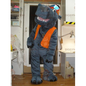 Costume de mascotte BIGGYMONKEY™ d'hippopotame gris avec un