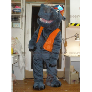 Graues Nilpferd BIGGYMONKEY™ Maskottchenkostüm mit Hut und