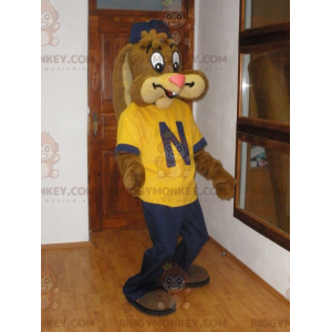 BIGGYMONKEY™ mascot costume of the famous Nesquick bunny. Brown