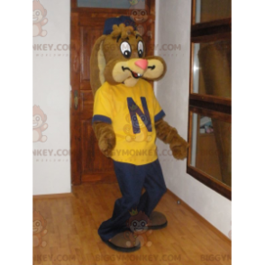 BIGGYMONKEY™ mascot costume of the famous Nesquick bunny. Brown