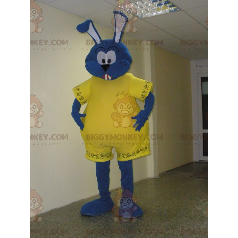 Costume de mascotte BIGGYMONKEY™ de lapin bleu habillé en Costume de mascotte BIGGYMONKEY™ de lapin bleu habillé en