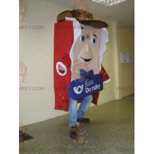 Giant Parcel BIGGYMONKEY™ Mascot Costume Dressed in Red and