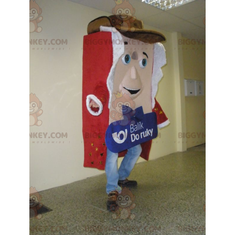 Costume de mascotte BIGGYMONKEY™ de colis géant habillé en Costume de mascotte BIGGYMONKEY™ de colis géant habillé en