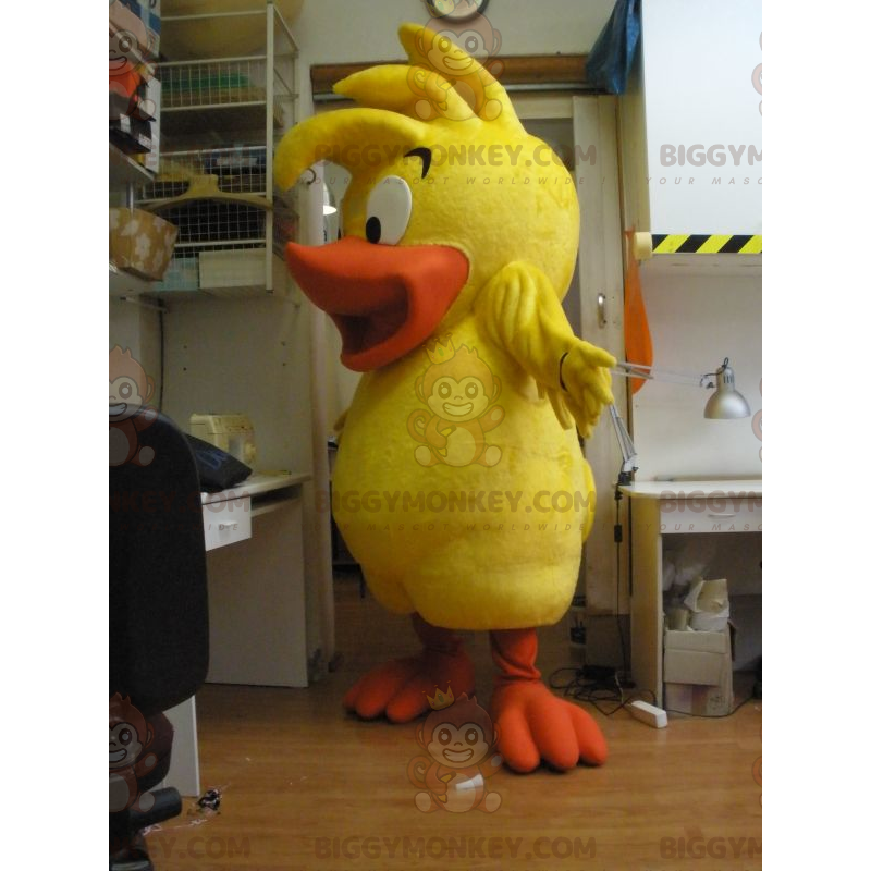 Traje de mascote de pato amarelo e laranja BIGGYMONKEY™ – Traje de mascote de pato amarelo e laranja BIGGYMONKEY™ –