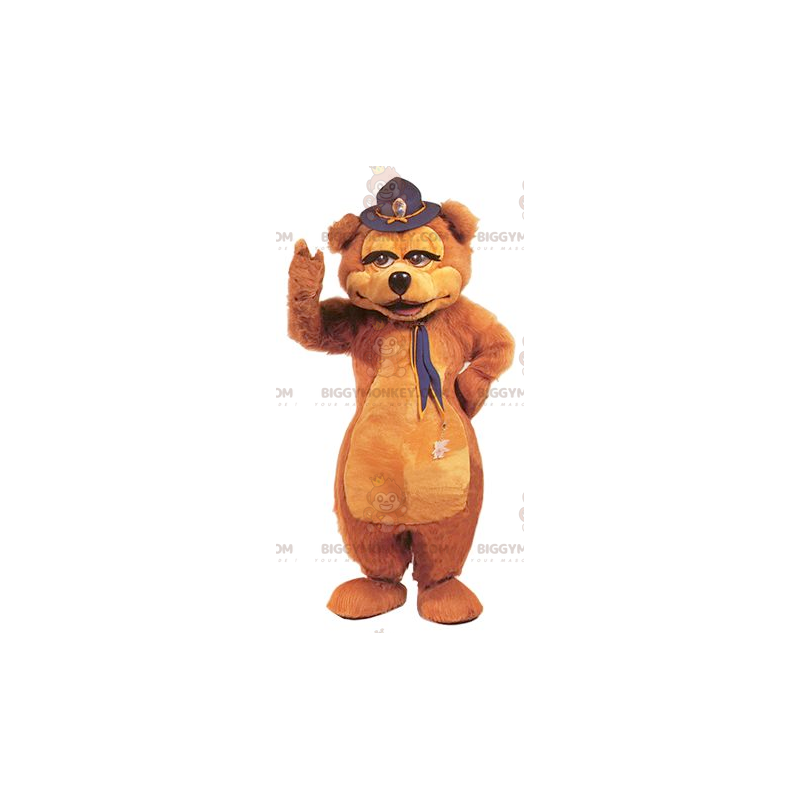 Brun bjørn BIGGYMONKEY™ maskotkostyme med hatt på hodet - Bjørn maskot - BIGGYMONKEY_0698 - BiggyMonkey.com
