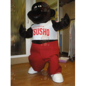 Kostým BIGGYMONKEY™ tmavě hnědý maskot gorily s červenobílým