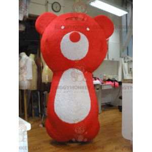 BIGGYMONKEY™ Store røde og hvide bamsemaskotkostume -