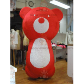 BIGGYMONKEY™ Big Red and White Teddy Bear Mascot Costume –