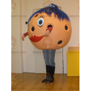 Bowling Ball BIGGYMONKEY™ Mascot Costume with Blue Hair –