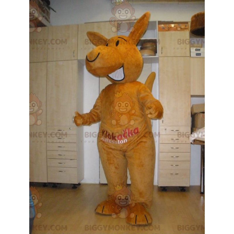 BIGGYMONKEY™ Costume da mascotte canguro arancione sorridente