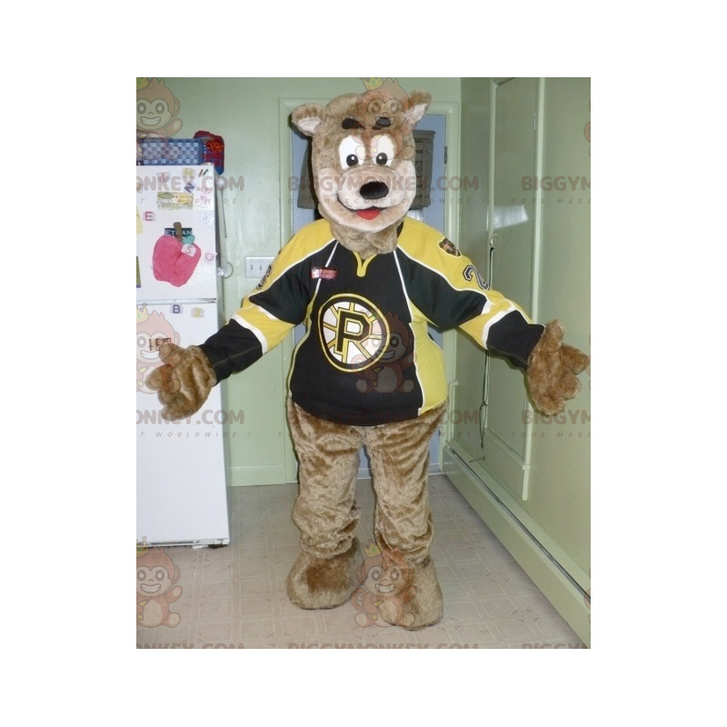 Disfraz de mascota de oso pardo BIGGYMONKEY™ en ropa deportiva Disfraz de mascota de oso pardo BIGGYMONKEY™ en ropa deportiva