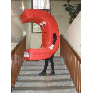 Fantasia de mascote BIGGYMONKEY™ com letra maiúscula vermelha C