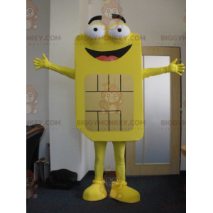 Costume de mascotte BIGGYMONKEY™ de carte Sim jaune géante.