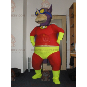Bardzo kolorowy kostium maskotka superbohatera Piwoman