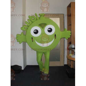 BIGGYMONKEY™ Hubiz Green Round Smiling Character Mascot Costume