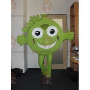 BIGGYMONKEY™ Hubiz Green Round Smiling Character Mascot Costume