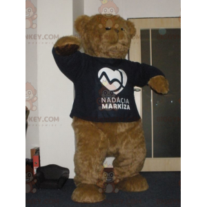 BIGGYMONKEY™ Pehmeä ja karvainen ruskea Nalle-maskottiasu -