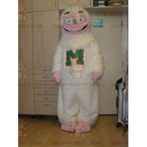 Super Fun White and Pink Yeti BIGGYMONKEY™ Mascot Costume -