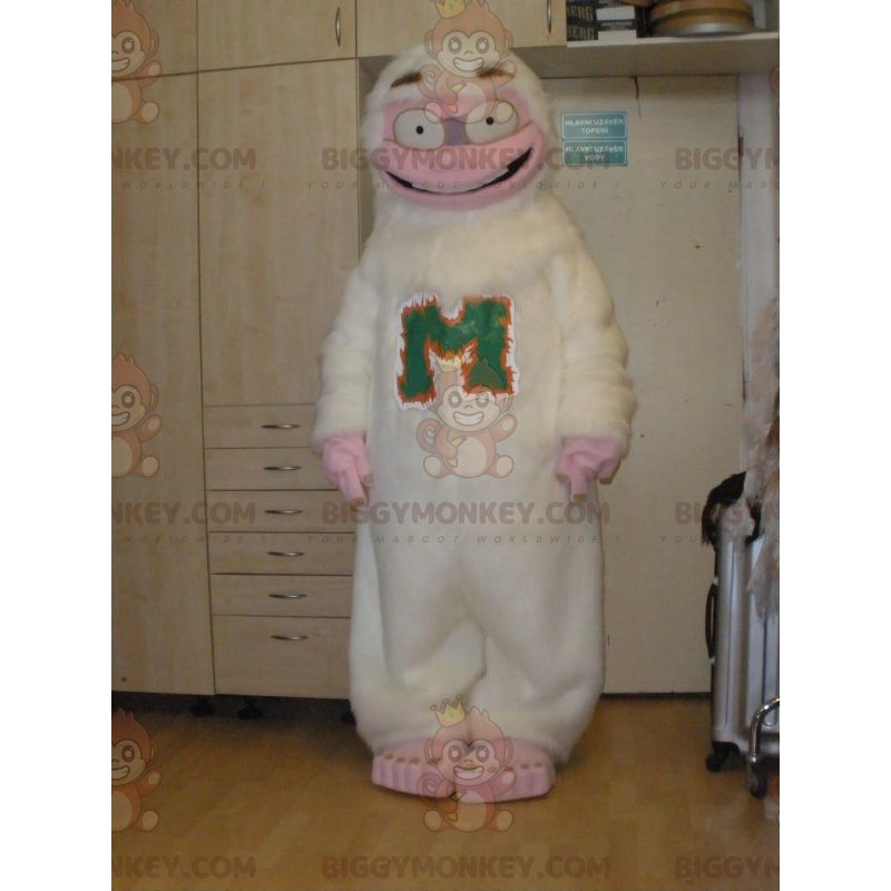 Super rolig vit och rosa Yeti BIGGYMONKEY™ maskotdräkt - Super rolig vit och rosa Yeti BIGGYMONKEY™ maskotdräkt -