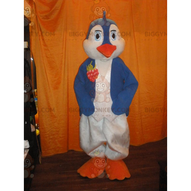 BIGGYMONKEY™ maskotkostume Blå og hvid pingvin med orange næb - BIGGYMONKEY™ maskotkostume Blå og hvid pingvin med orange næb -
