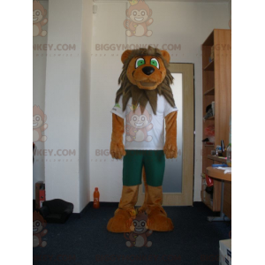 Brown and Tan Lion with Green Eyes BIGGYMONKEY™ Mascot Costume