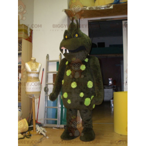 Skrämmande brunt och grönt monster BIGGYMONKEY™ maskotdräkt -