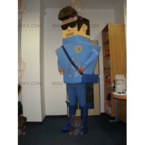 Blauw geklede koerierspostbode BIGGYMONKEY™ mascottekostuum -